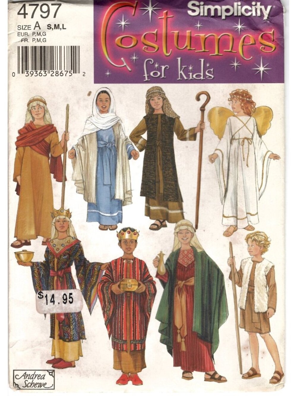 Simplicity 4797 Kids S to L Biblical Nativity Costume Uncut Sewing Pattern